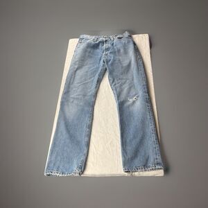 Men’s Levi's 501 Distressed Light Wash Jeans 31x31 Straight Leg Button Fly